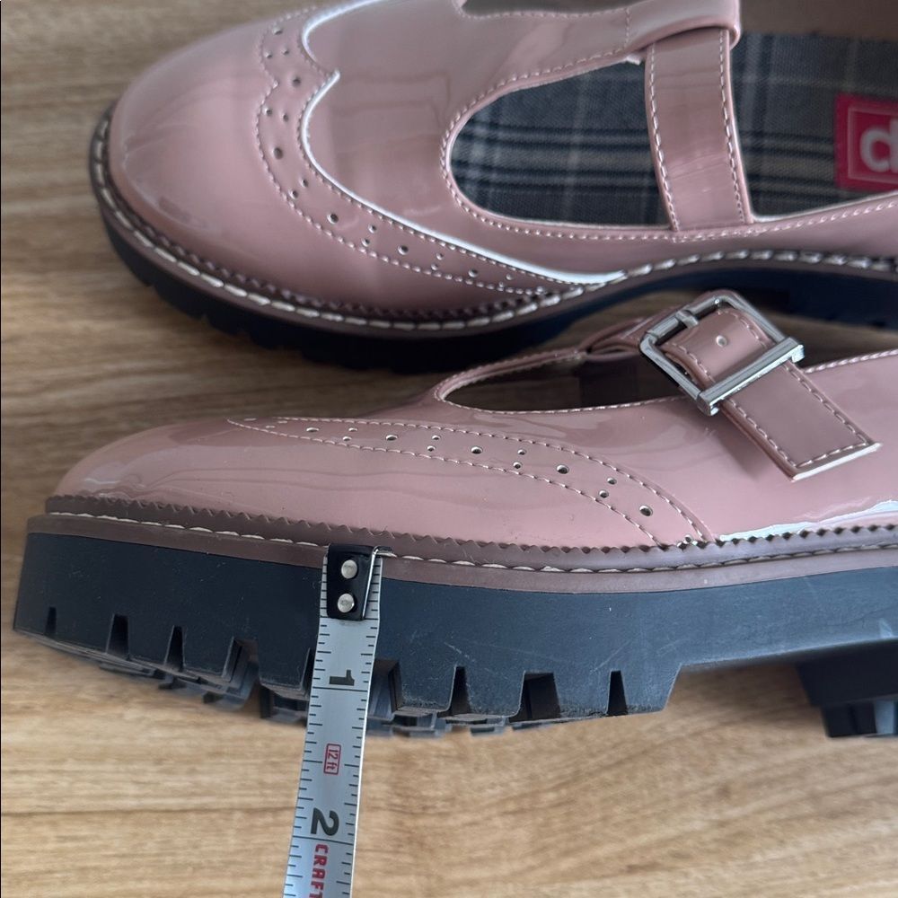 POP Tatum Women’s Patent Glossy Dusty Rose Wing Tip Mary Janes Platform Size 10M - Picture 7 of 12